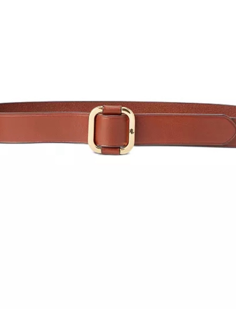 Ralph Lauren Tan Leather Belt with Gold Square Buckle